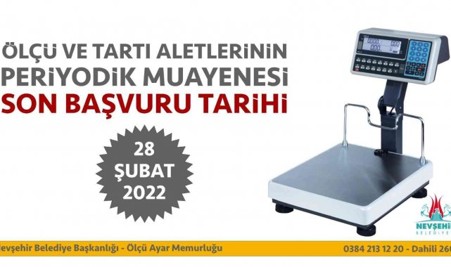 Ölçü ve tartı aletleri muayenesinde son gün 28 Şubat
