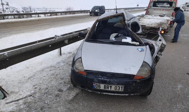 Otobüs ile otomobil çarpıştı: 1 ölü