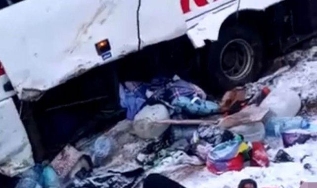 Otobüs kazasının ilk görüntüleri ortaya çıktı: Acılı kadının eşine seslenişi yürekleri dağladı