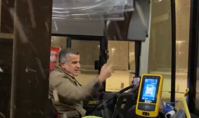 Otobüs şoföründen kar isyanı