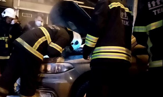 Polis aracı alev aldı