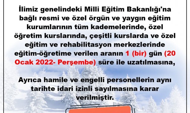 Rize'de kar tatili yarın da devam edecek