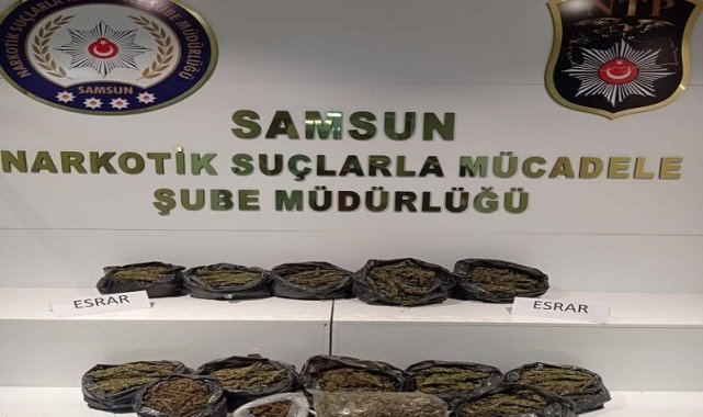 Samsun'da 15 kilogram esrar maddesi ele geçirildi