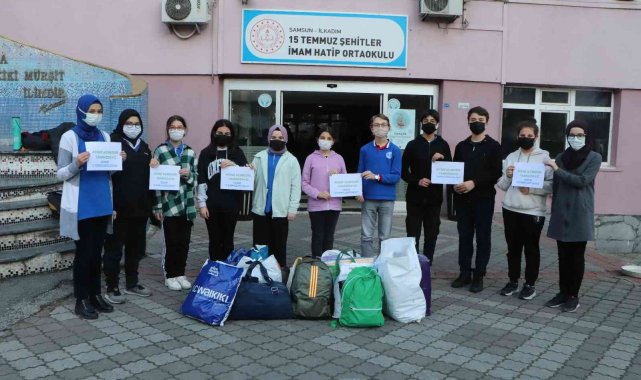 Samsun'daki okuldan evi yanan aileye destek