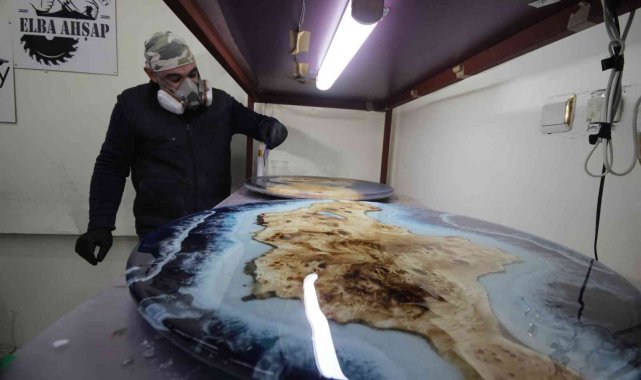 Sanayide kullanılan epoksiyi sanata dönüştürüyor