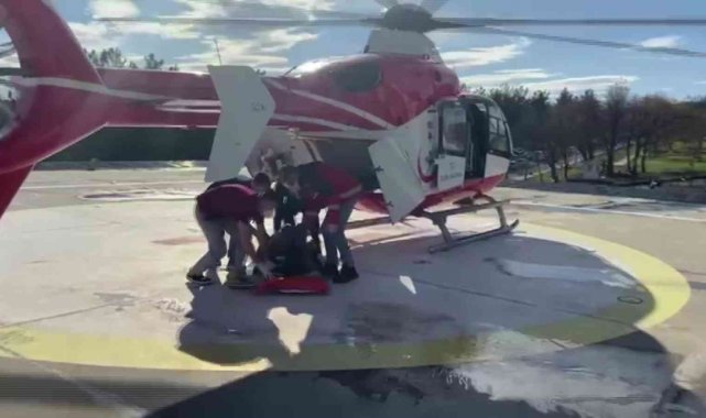 Silahla yaralanan şahsın yardımına ambulans helikopter yetişti