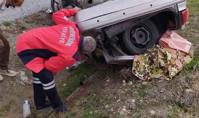 Takla atan otomobildeki 4 kişi yaralandı