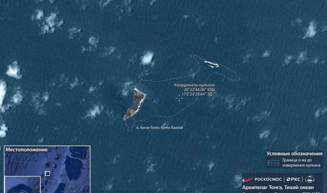 Tonga'da yanardağ patlamasının meydana geldiği adanın büyük kısmı haritadan silindi