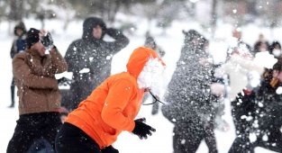Üniversitede öğrenci ve akademisyenlerin kartopu savaşı