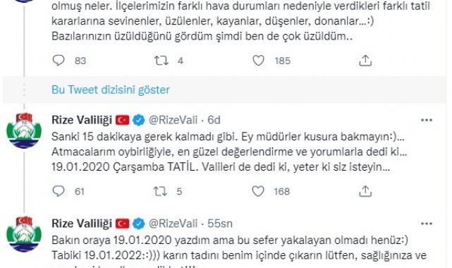Vali Çeber'den kar tatili paylaşımı: "Atmacalarımın oy birliğiyle dedi ki; 19 Ocak Çarşamba tatil"