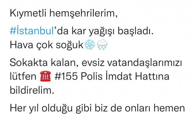 Vali Yerlikaya: "Kimse dışarıda kalmasın! Misafir edelim"