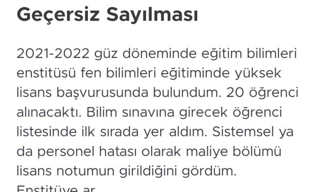 Yüksek lisansı kazandı, üniversite reddetti