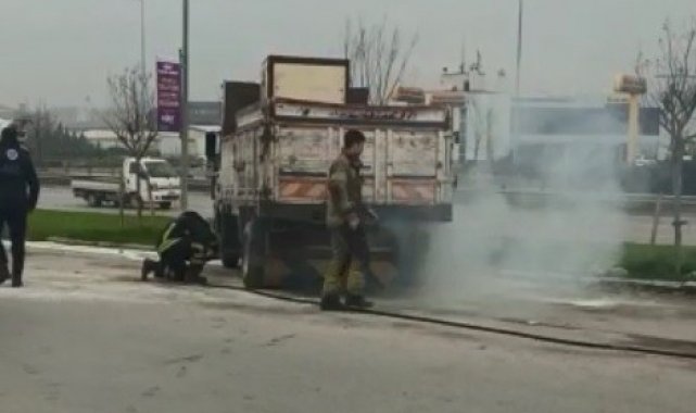 Zamanında müdahale kamyonu yanmaktan kurtardı