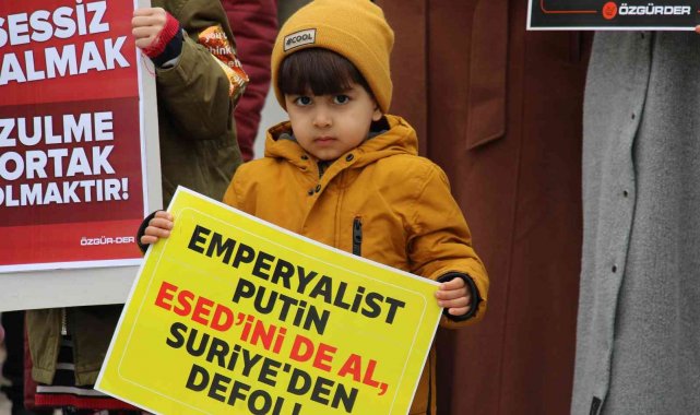 Ankara'da Rusya Büyükelçiliği önünde protesto