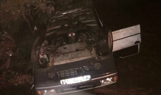 Baba-kız takla atan otomobilden burnu bile kanamadan çıktı