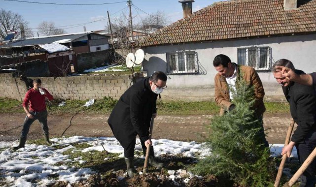 Başkan Kanar, liseli gençlerle birlikte fidan dikti