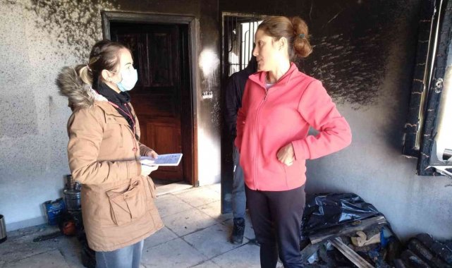 Bodrum Belediyesi'nden yangında zarar gören aileye destek