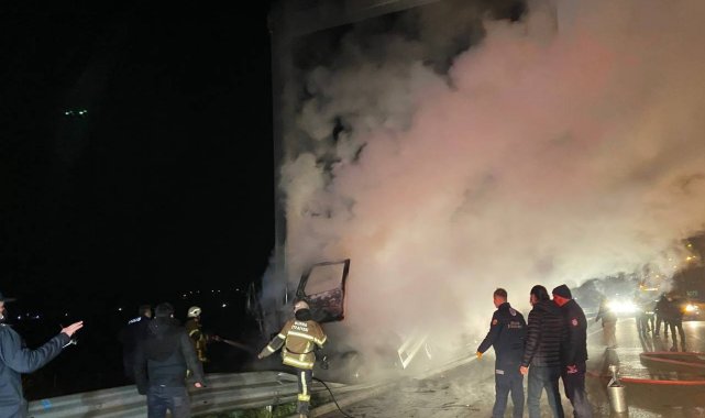 Bursa'da feci kaza: 2 kişi sıkıştıkları kamyonda yanarak can verdiler