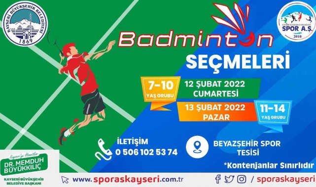 Büyükşehir Spor A.Ş.'de badminton seçmeleri başlıyor