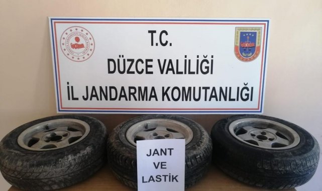 Çalınan lastik ve jantları jandarma ekipleri buldu