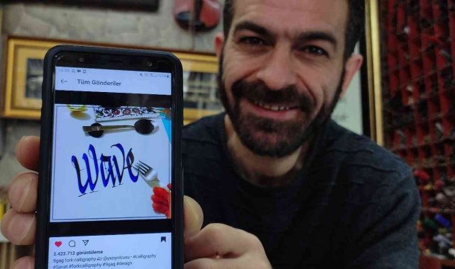 Çatalla yazı yazdı, dünyada milyonlarca kez izlendi