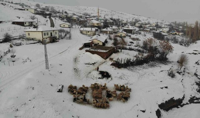 Çetin kış aylarında köyde yaşam mücadelesi