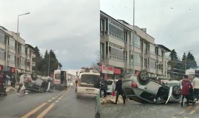 Düzce'de otomobil takla attı: 1 yaralı