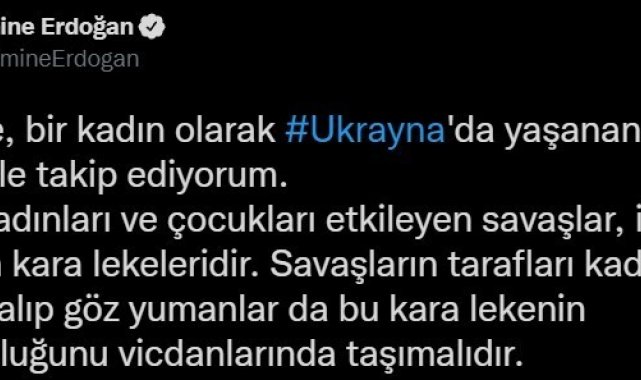 Emine Erdoğan: &quot;Bir anne olarak, uluslararası toplumu barışın tesisi için harekete geçmeye davet ediyorum&quot;