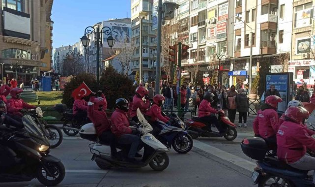 Eskişehir'de Yemeksepeti Banabi kuryelerinden eylem