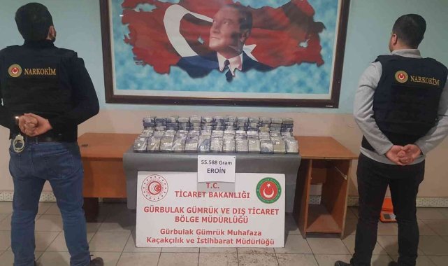 Gürbulak Sınır Kapısı'nda 55 kilogram eroin ele geçirildi