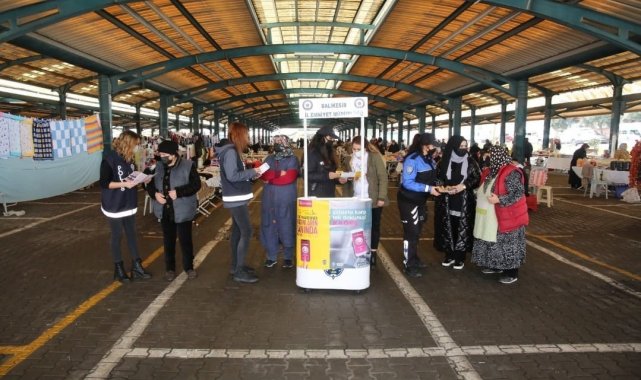 Halk pazarında, KADES uygulaması tanıtıldı