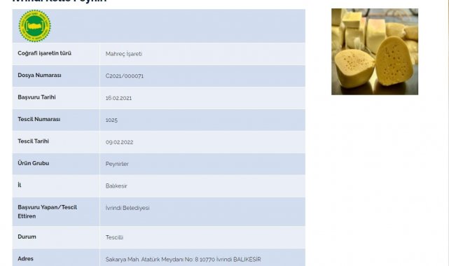 İvrindi kelle peyniri artık coğrafi işaretli