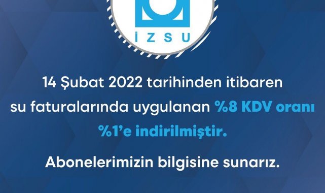 İZSU, su faturalarında KDV oranını düşürdü