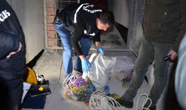 Kablo hırsızı kaçamadan yakalandı