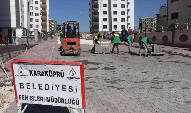 Karaköprü&#039;de kilitli parke çalışmaları devam ediyor