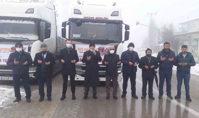 Karaman'dan Suriye'ye 2 tır kömür yardımı