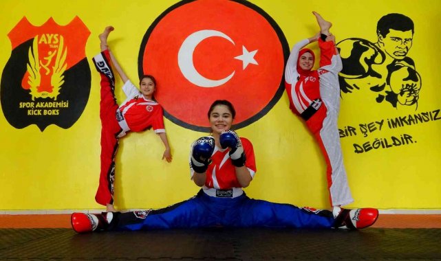 Kick boksçu kız kardeşlerin hedefi dünya şampiyonluğu