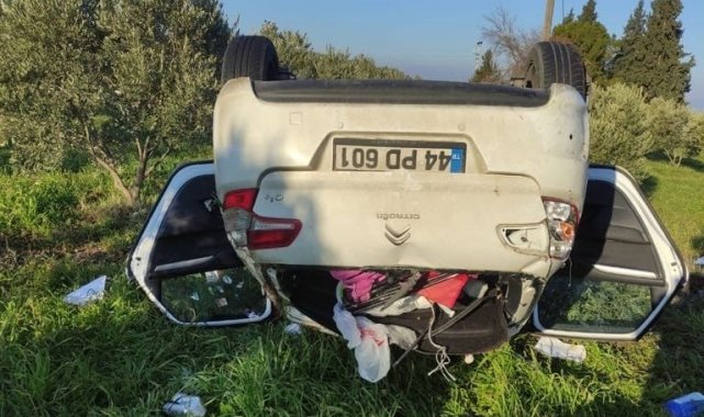 Kontrolden çıkan otomobil zeytin bahçesine devrildi: 2 yaralı