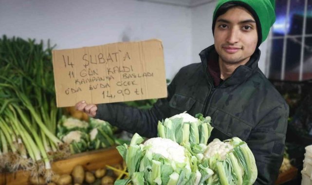 Manavdan 14 Şubat Sevgililer Günü'ne özel karnabahar indirimi