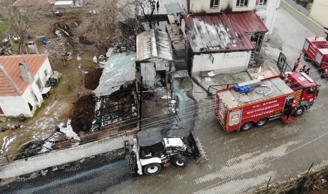Mazot deposu alevlere teslim olmuştu, havadan görüntülendi