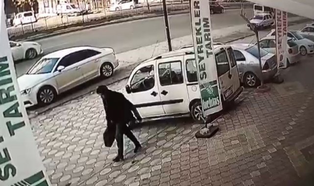 Otomobilden 150 bin TL'lik makine parçalarını çalan hırsız kamaraya takıldı