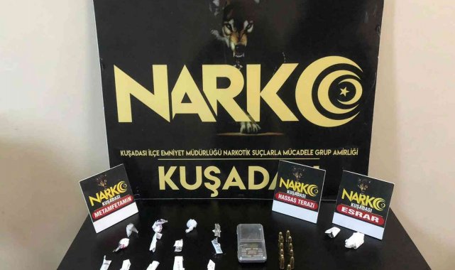 Şüpheli araçtan uyuşturucu ve mermi çıktı