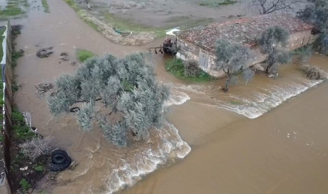 Tire&#039;de yeraltı barajı taştı, tarlalar ve çiftlikler su altında kaldı