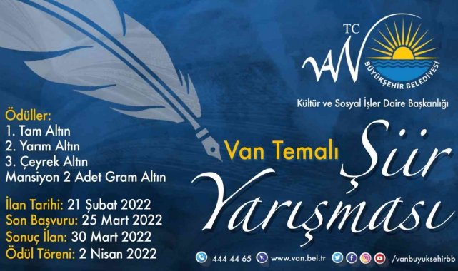 Van Büyükşehir Belediyesinden ödüllü şiir yarışması