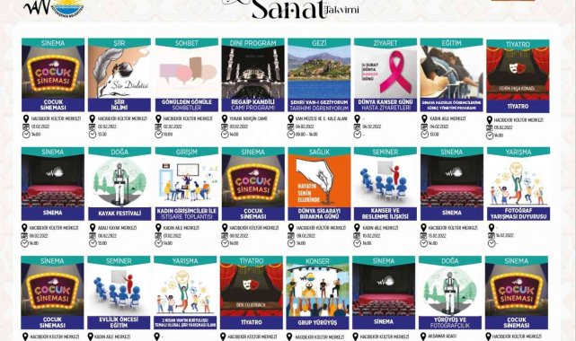 Van Büyükşehir Belediyesinin şubat ayı kültür-sanat takvimi yayınlandı