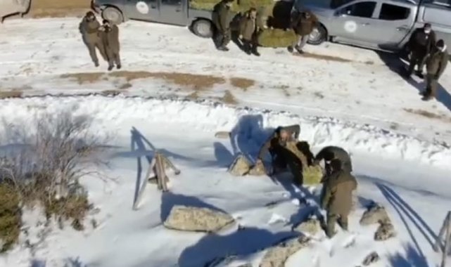 Yaban hayvanları için yapılan yemleme çalışması drone ile görüntülendi