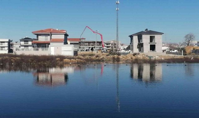 Yağmurla oluşan gölcükler göçmen kuşları sevindirdi