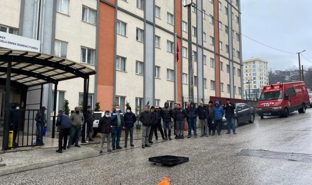 Yangın eğitimi bu sefer erkek yurdunda verildi