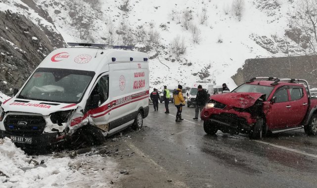 Artvin'de hasta taşıyan ambulans kaza yaptı: 2 yaralı