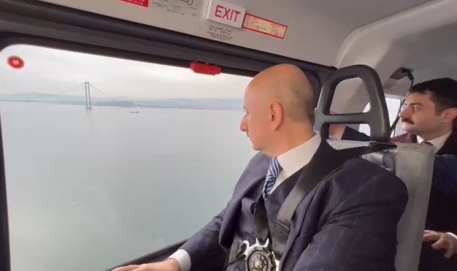 Bakan Karaismailoğlu, 1915 Çanakkale Köprüsü'nü havadan inceledi